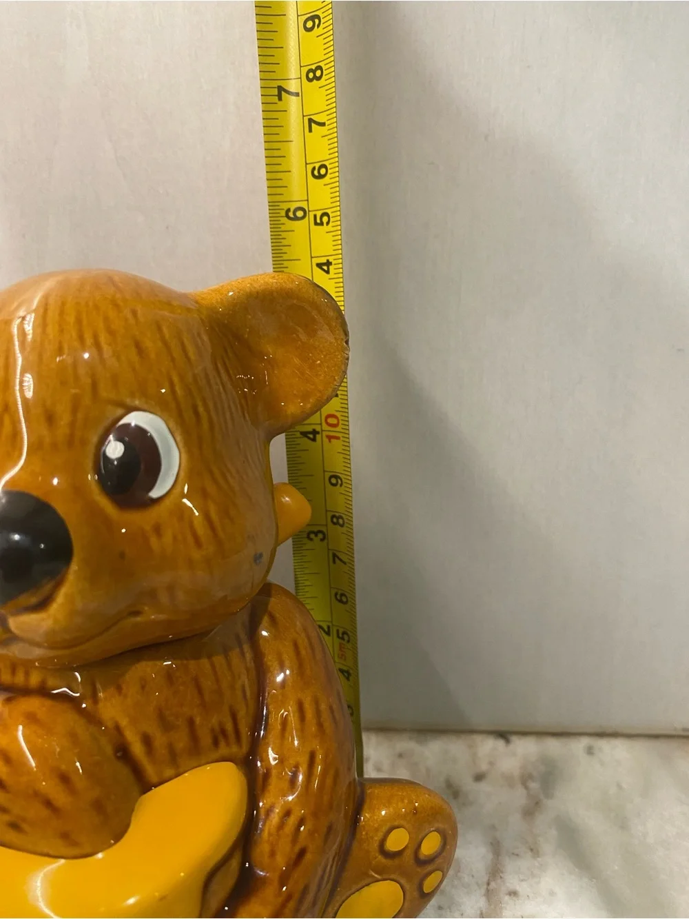 Vintage 1982 Houston Foods Ceramic Teddy Bear Honey Pot Jar with Dipper - Unused